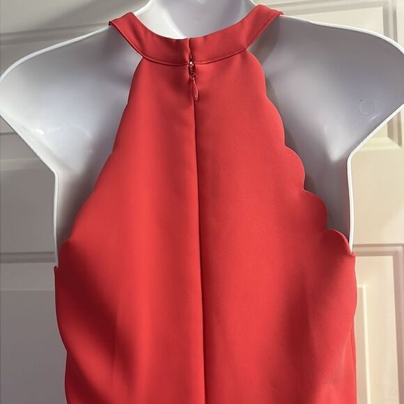 bebe Coral Sleeveless Scalloped Detail Flare Dress w/ High Neck & Pleats- Size 4 - Picture 8 of 16